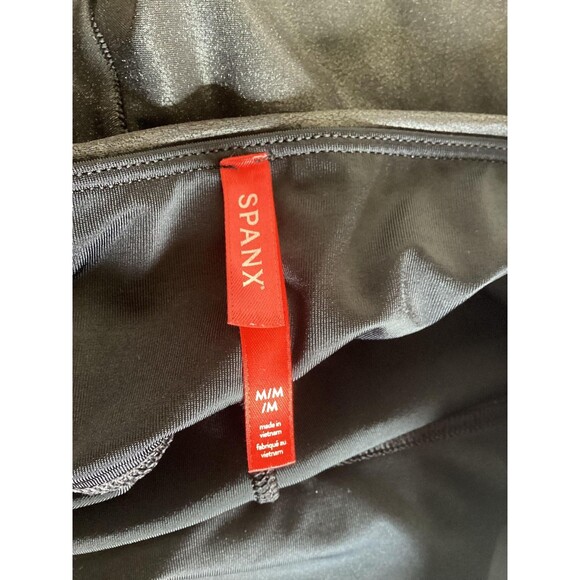 Spanx Leggings Womens Medium Black Faux Leather High Rise Shaping Pull On Ankle - Picture 5 of 7